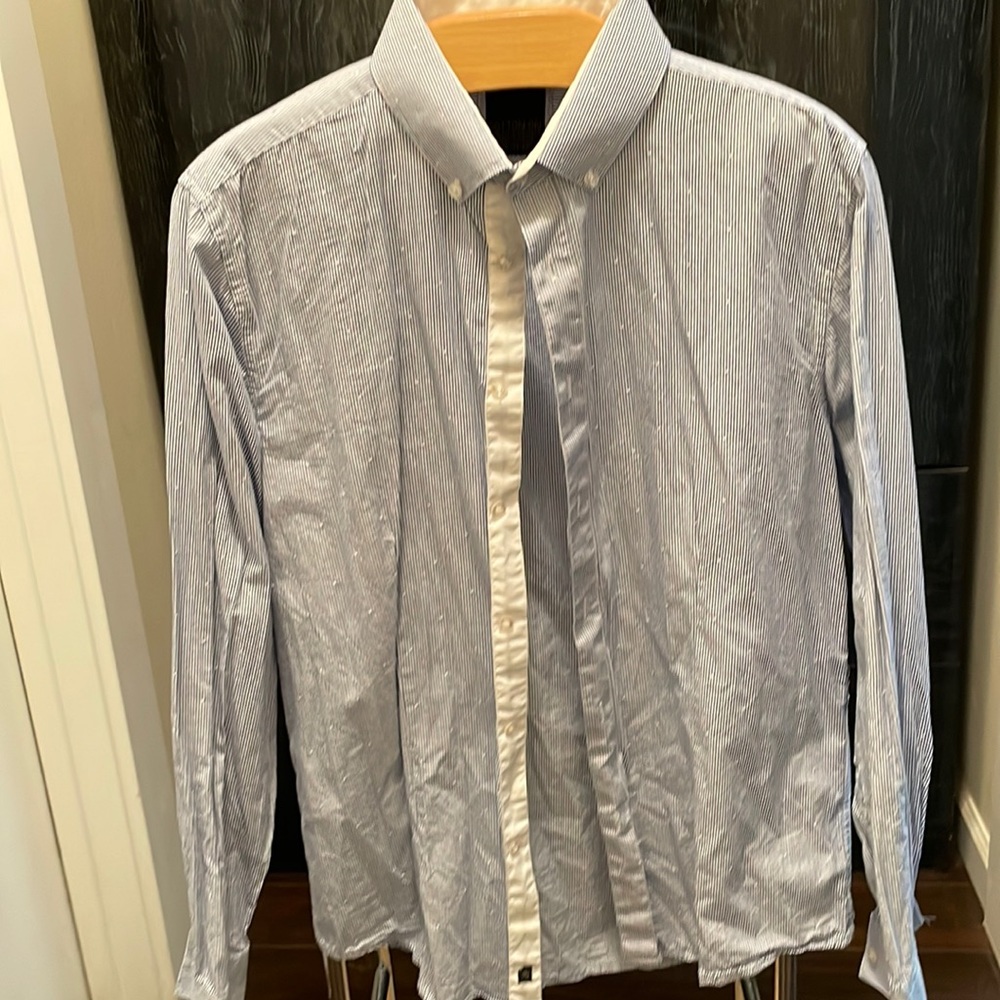Cotton On blue stripe with white dots Button down shirt.